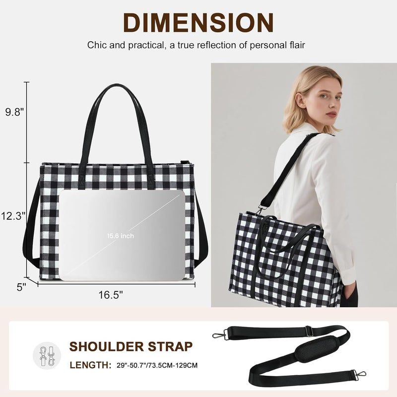 BTOOP Laptop Tote Bag for Women Work 15.6 inch Canvas Shoulder Bags Computer Messenger Purse Teacher Handbag Office Briefcase - Image 2